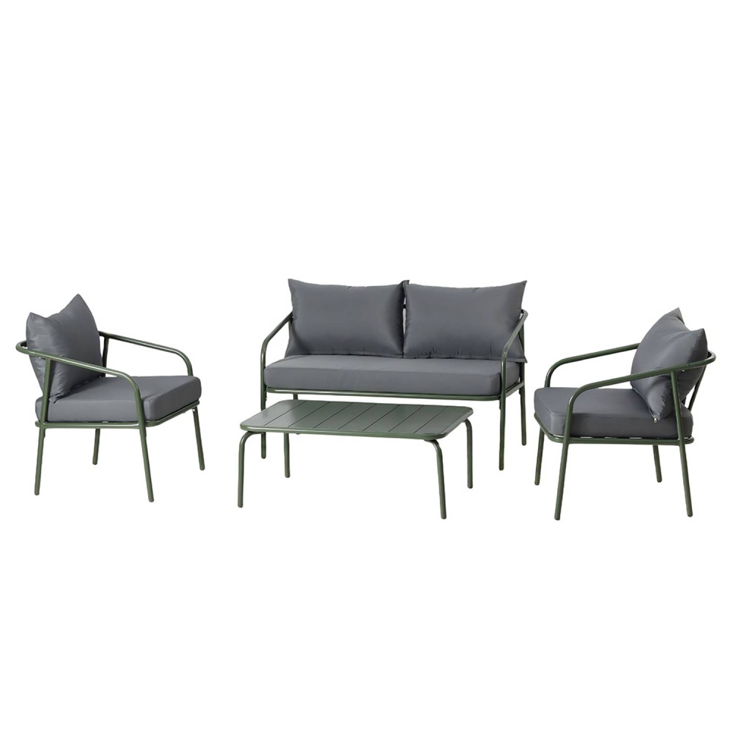 Concept Usine - Salon de jardin 4 places kaki BERGAME