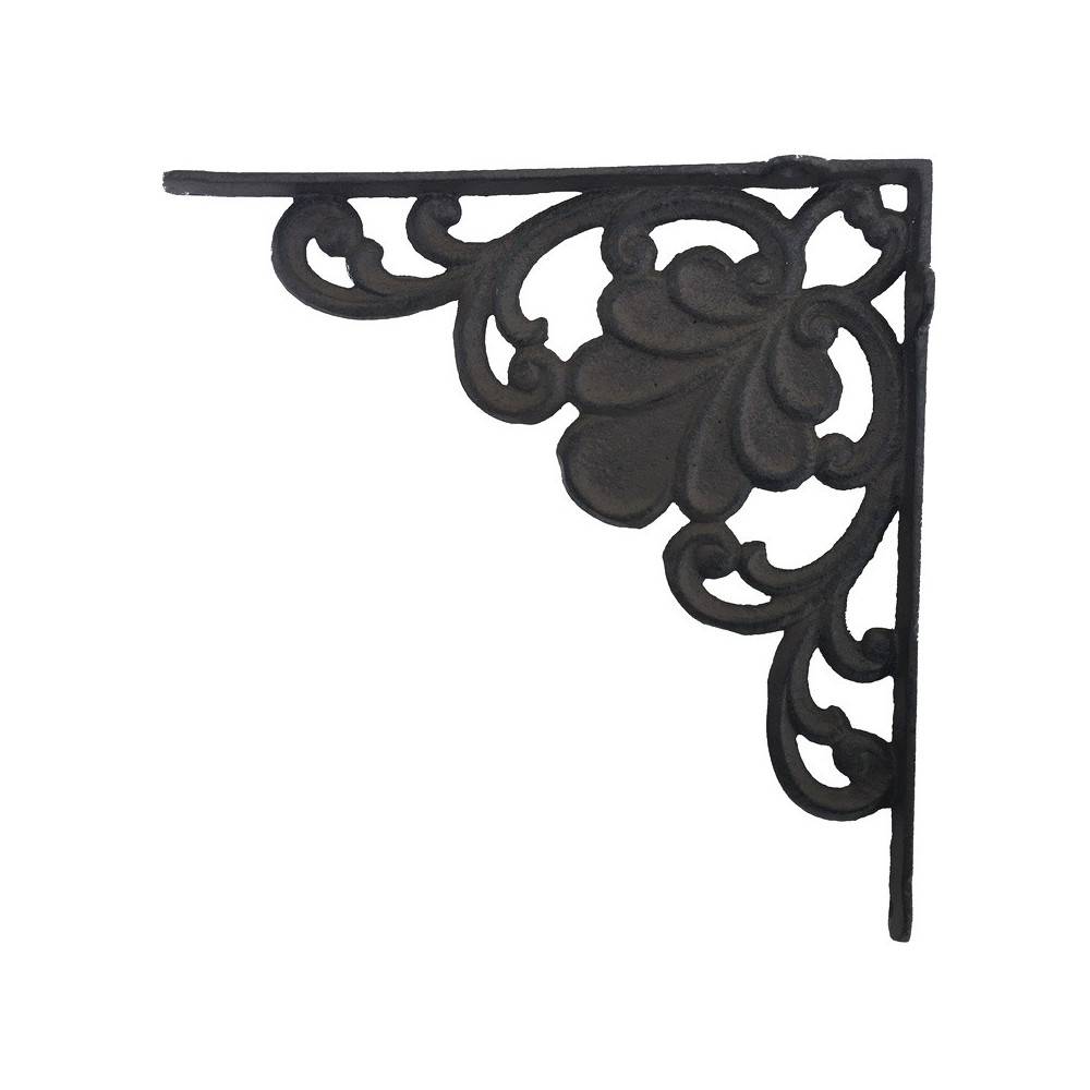 Equerre fixation étagère vintage ancienne fonte marron 23 x 24 cm Chemin de campagne - Image 1