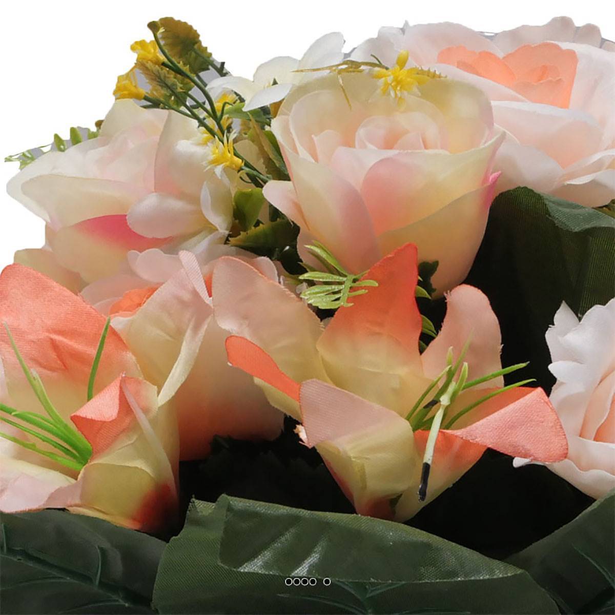 Artificielles - Coupe fleurs artificielles cimetière roses et lys D 28 cm Rose saumon - couleur: Rose saumon - Imagen 3