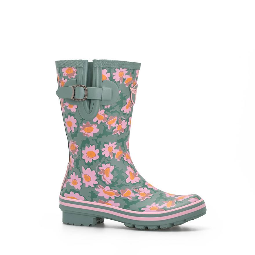 Rouchette - DAISIES Wellies Short Green Rouchette - Image 1