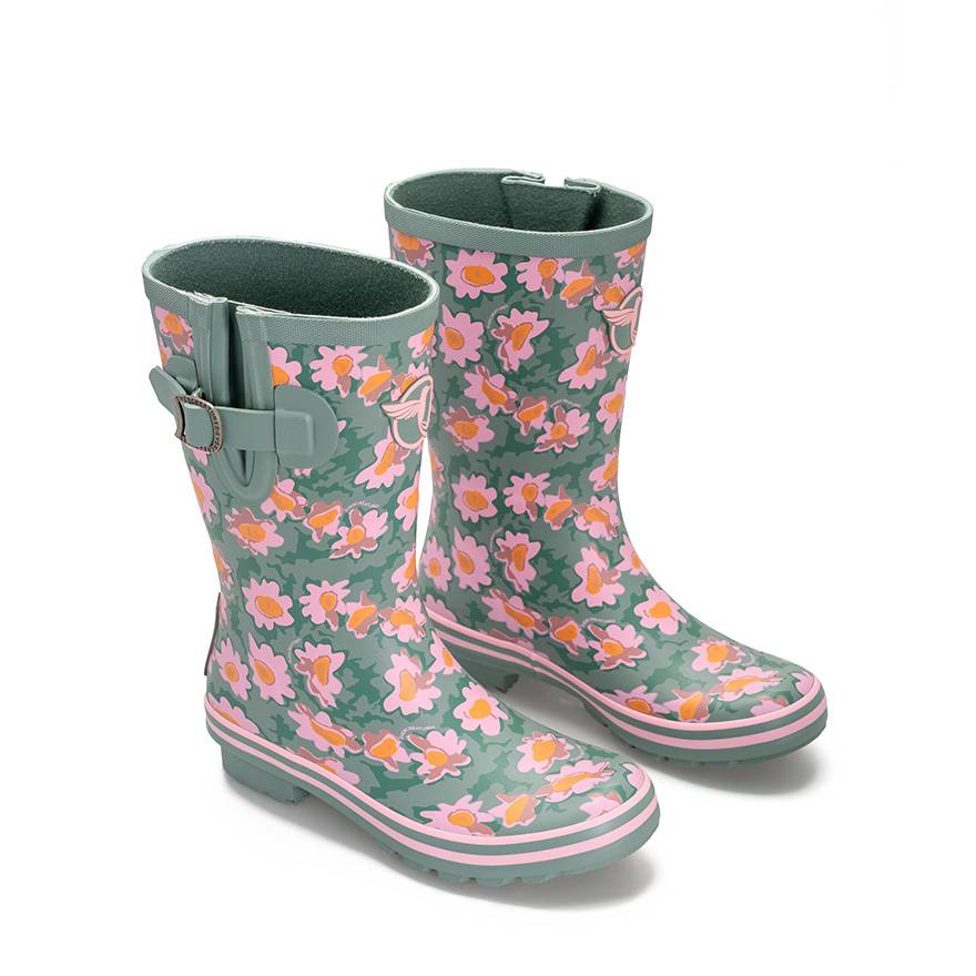 Rouchette - DAISIES Wellies Short Green Rouchette - Image 3
