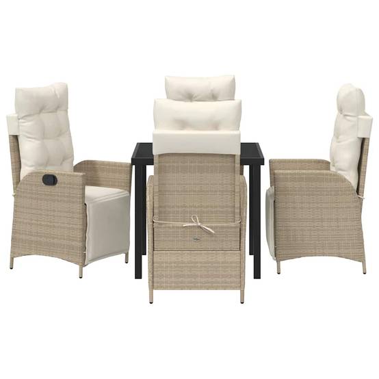 Ensemble table et chaises de jardin 4 personnes en résine tressée Beige – ComfortXL Outdoor Living - Image 7