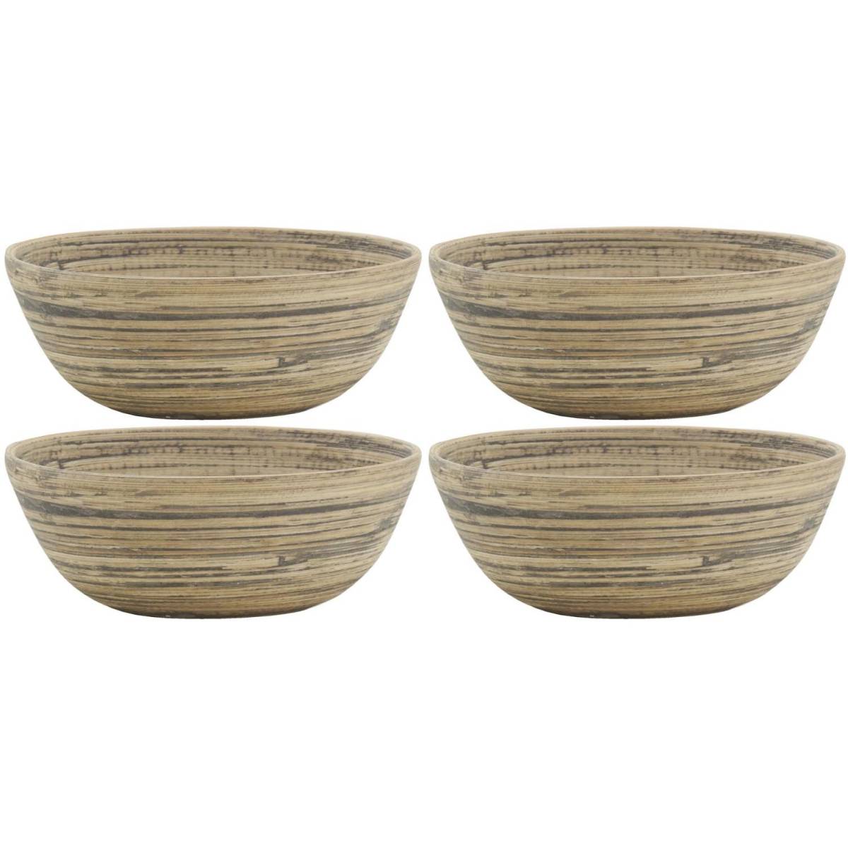 Aubry Gaspard - Corbeille ronde en bambou naturel et noir Lot de 4 - Imagen 1