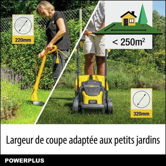 Tondeuse électrique filaire 1300 W, 32 cm de coupe + ébordeuse 250 W, kit jusqu’à 250 m² - Powerplus - Image 4
