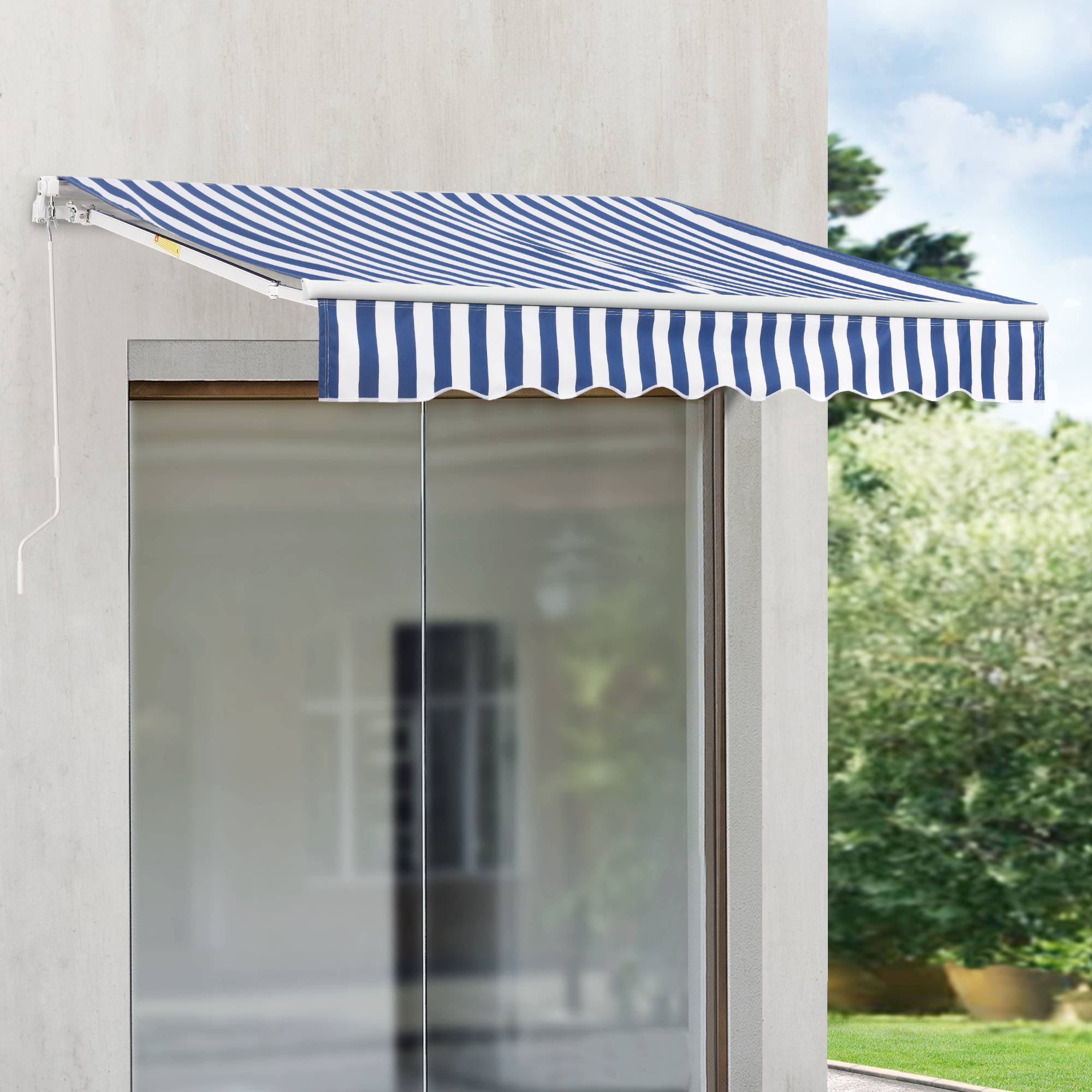 Store Banne Bitonto avec Manivelle 350 x 250 cm Bleu Blanc [en.casa] - Imagen 3