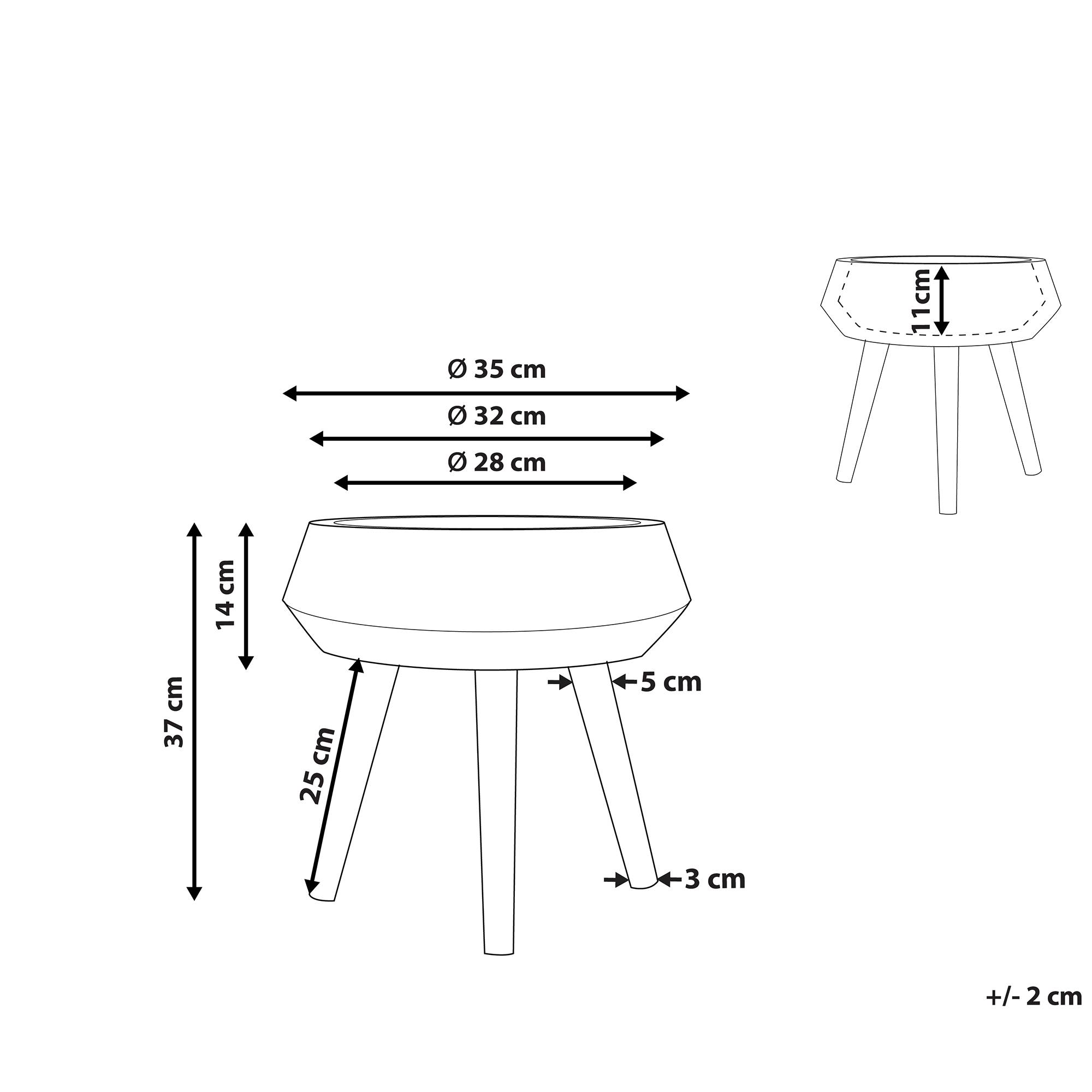 Beliani - Cache-Pot Support Plantes Gris avec 3 Pieds en Bois 28 cm de Diamètre Motif Ethnique Peint à la Main Idéal pour Extérieur et Intérieur Beliani - Imagen 3