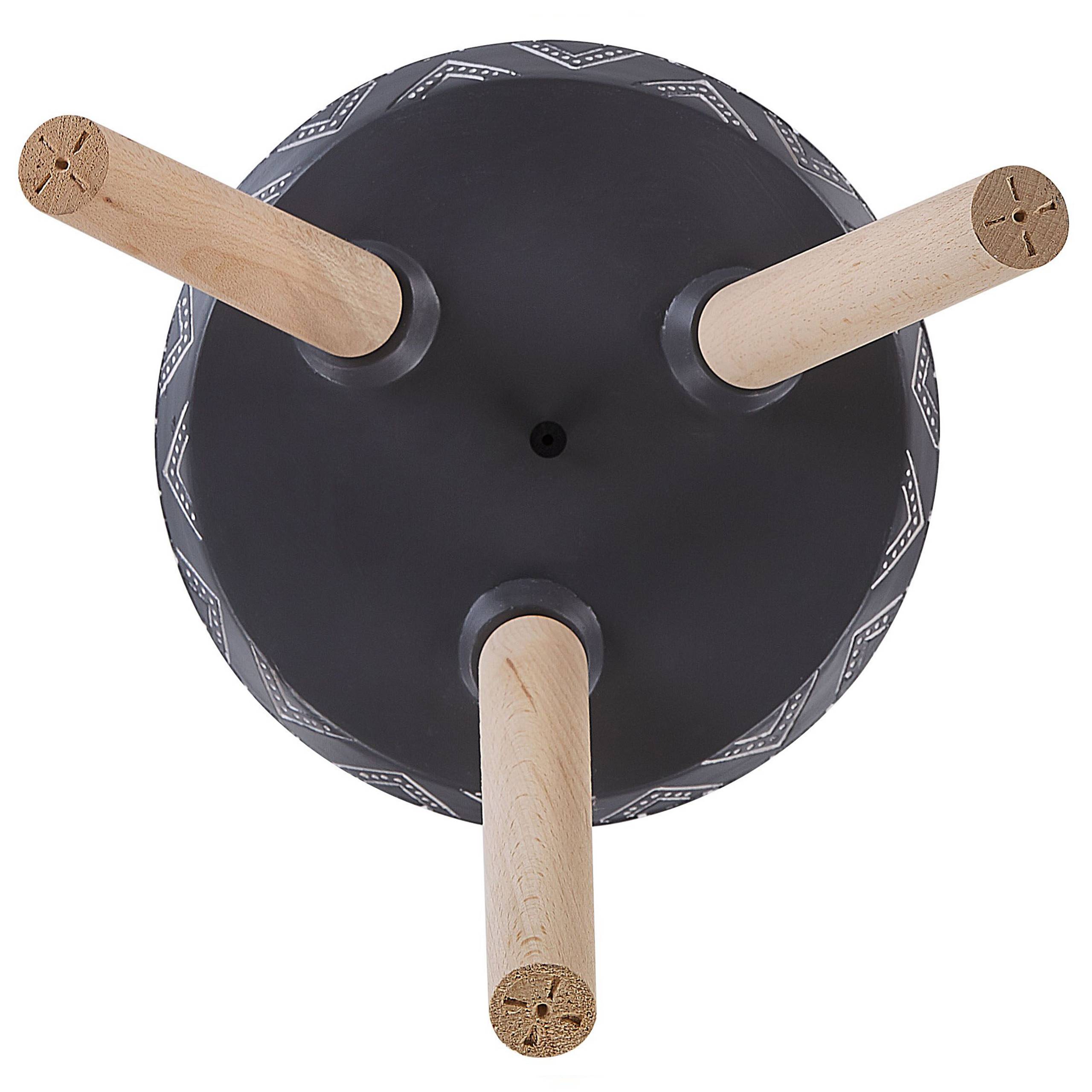Beliani - Cache-Pot Support Plantes Gris avec 3 Pieds en Bois 28 cm de Diamètre Motif Ethnique Peint à la Main Idéal pour Extérieur et Intérieur Beliani - Imagen 5