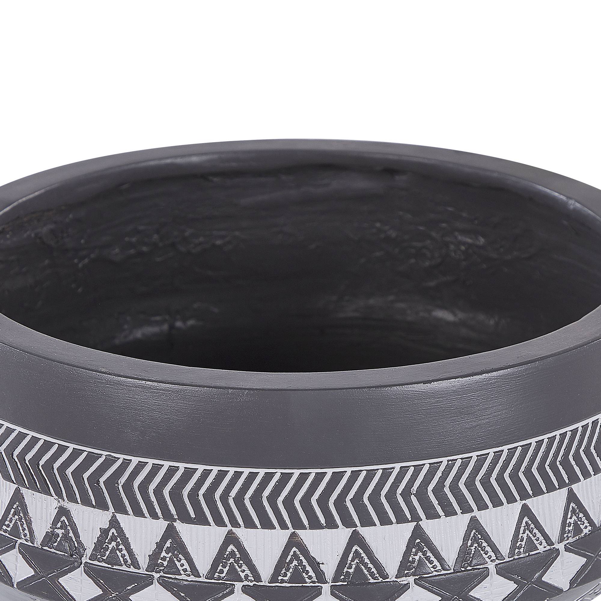 Beliani - Cache-Pot Support Plantes Gris avec 3 Pieds en Bois 28 cm de Diamètre Motif Ethnique Peint à la Main Idéal pour Extérieur et Intérieur Beliani - Imagen 4