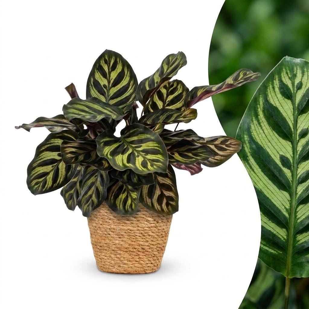 Calathea Makoyana - Plante Paon - Pot de 12cm - Hauteur 25cm - 1 plante - Panier - Plantes d'intérieur - Image 1