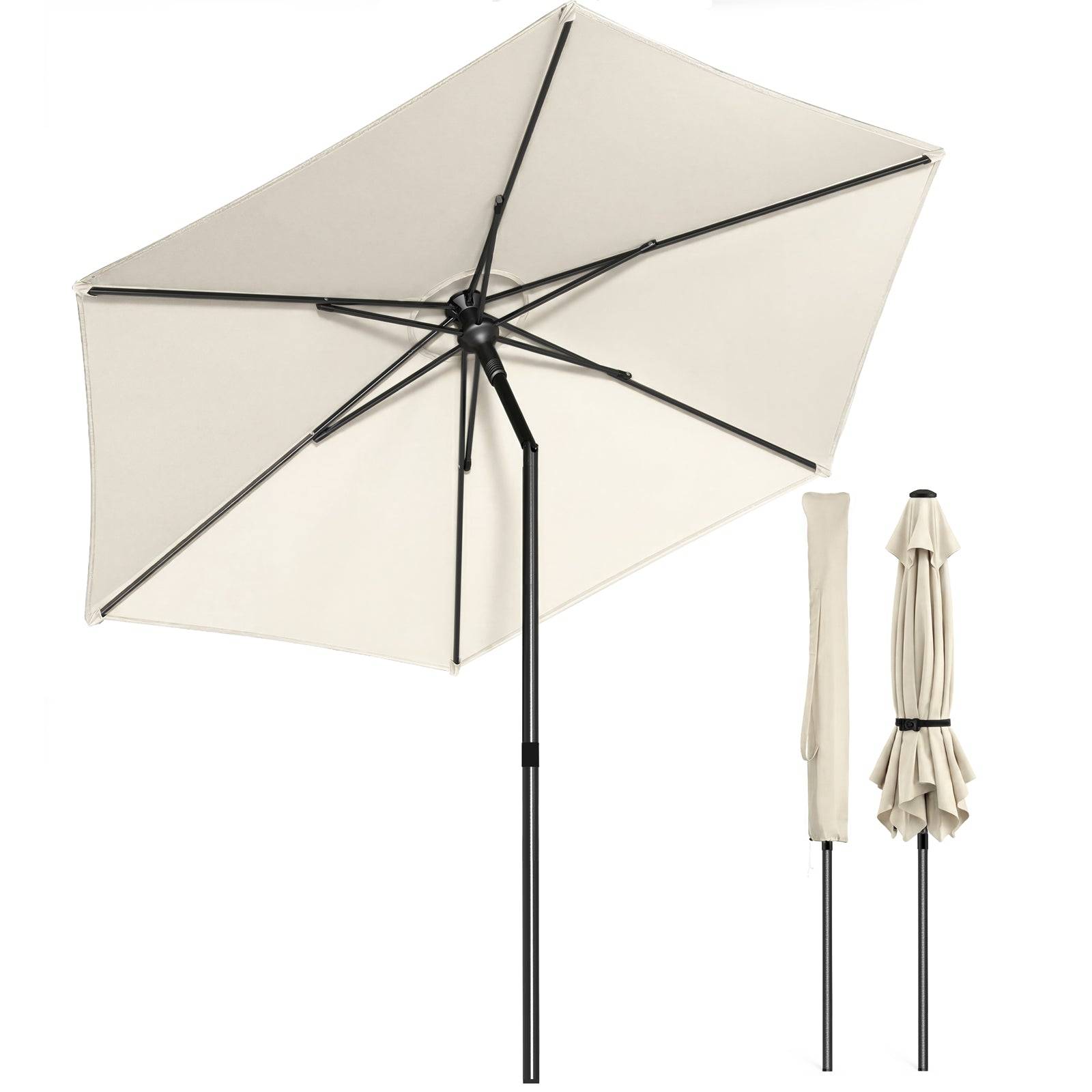 Vounot - Parasol de jardin inclinable 270cm avec aération supérieure et sac de transport à bandoulière - UV 50+ Beige - VOUNOT® - Image 1