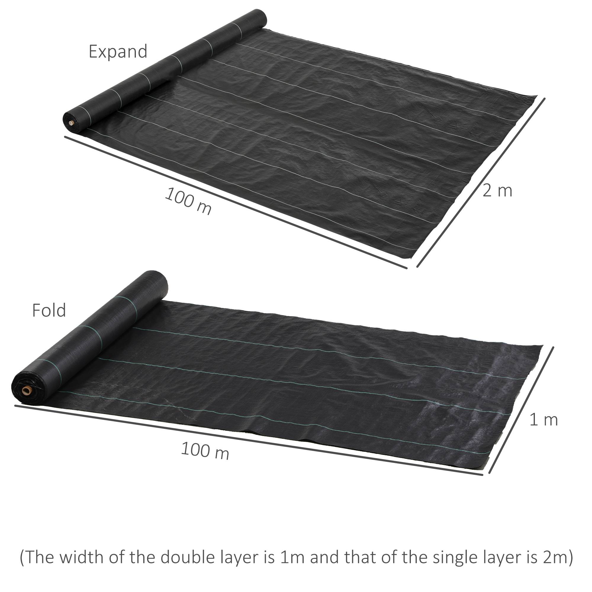 ComfortXL - Toile de paillage en polypropylène noir 100 x 2 m 60 g/m² pour potager et jardin contre les mauvaises herbes - Image 3