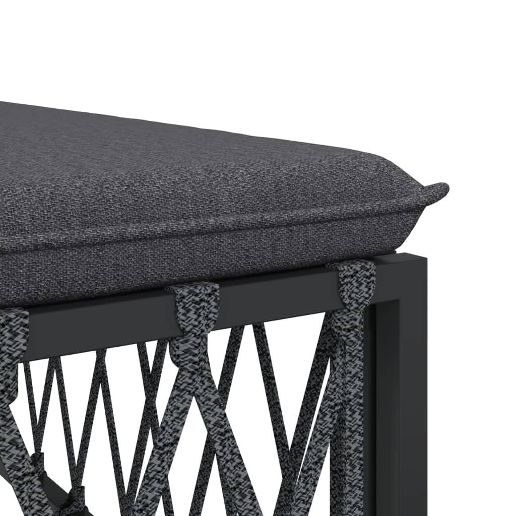 Salon de jardin meuble d'extérieur ensemble de mobilier avec coussins 5 pièces anthracite acier - Image 5