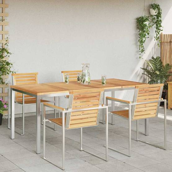 Table de Jardin à Manger en Teck Massif 180x90cm, Grande Table de Repas pour 8 Personnes, Style Contemporain – ComfortXL Outdoor Living - Image 4