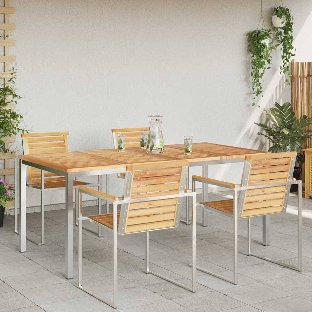 Table de Jardin à Manger en Teck Massif 180x90cm, Grande Table de Repas pour 8 Personnes, Style Contemporain – ComfortXL Outdoor Living - Image 4