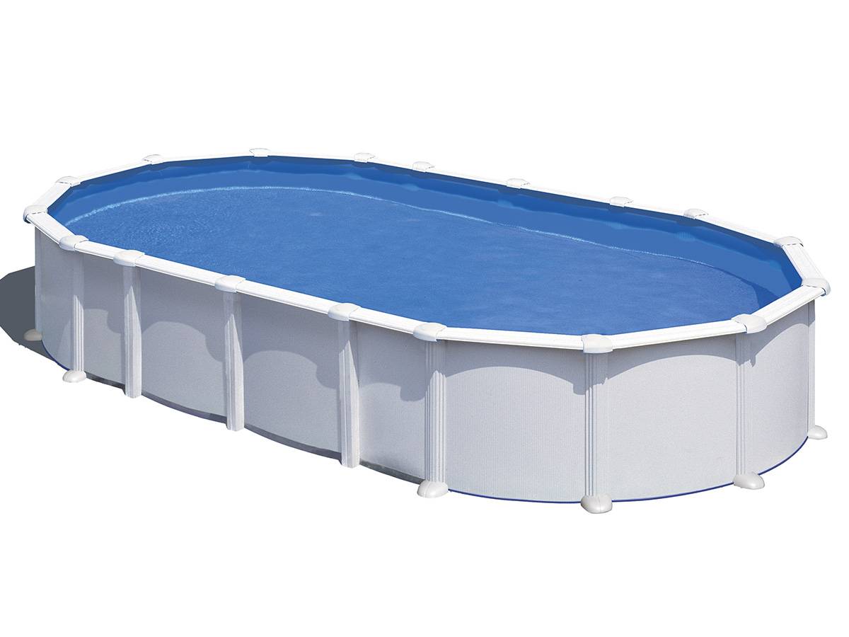 Gré - Kit piscine acier blanc Gré Haïti ovale 7,44 x 3,99 x 1,32 m + Bâche hiver + Bâche à bulles - Imagen 2