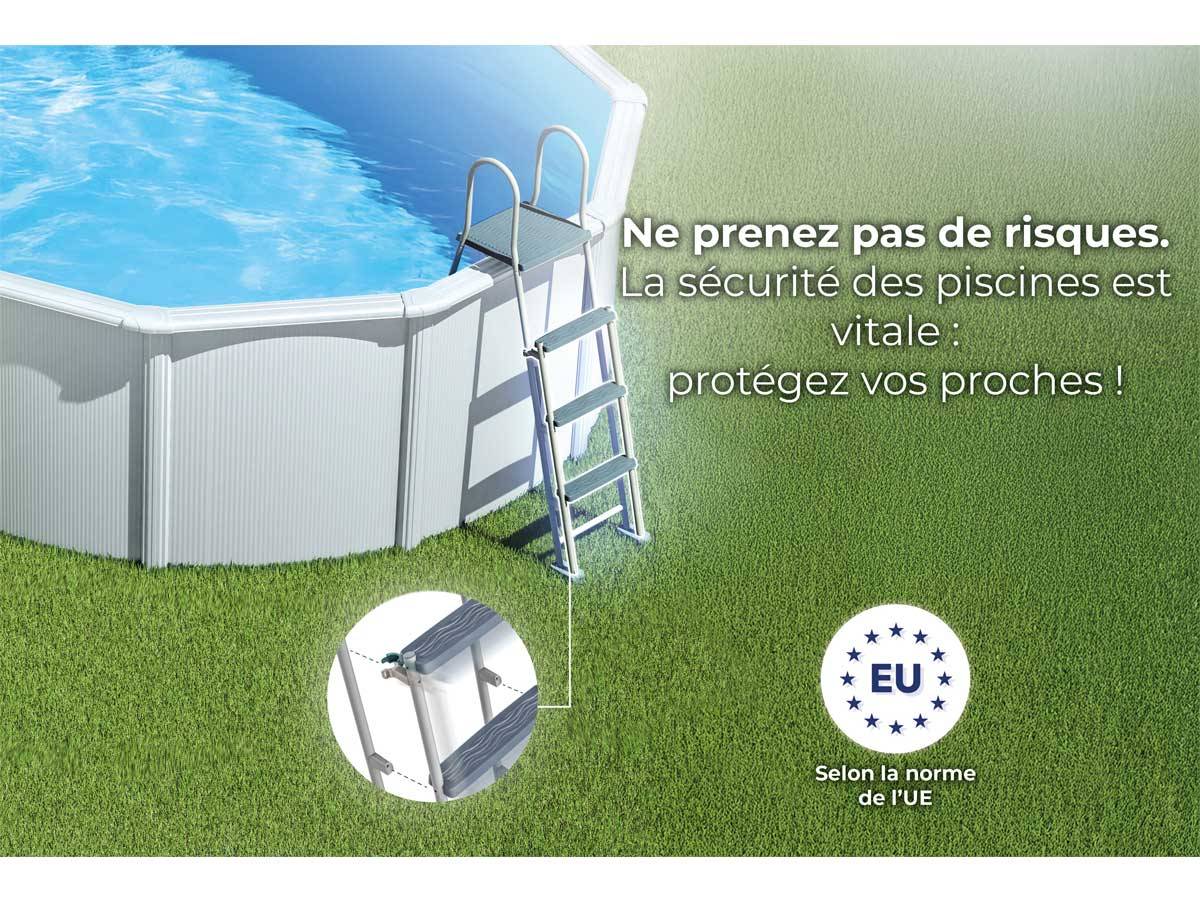 Gré - Kit piscine acier blanc Gré Haïti ovale 7,44 x 3,99 x 1,32 m + Bâche hiver + Bâche à bulles - Imagen 10