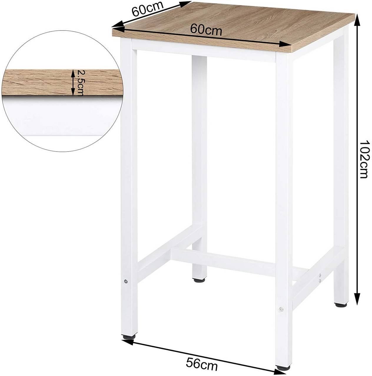 Helloshop26 - Table de bar table de cuisine en aggloméré et métal table de bistrot table haute 102 cm chêne clair - Imagen 2
