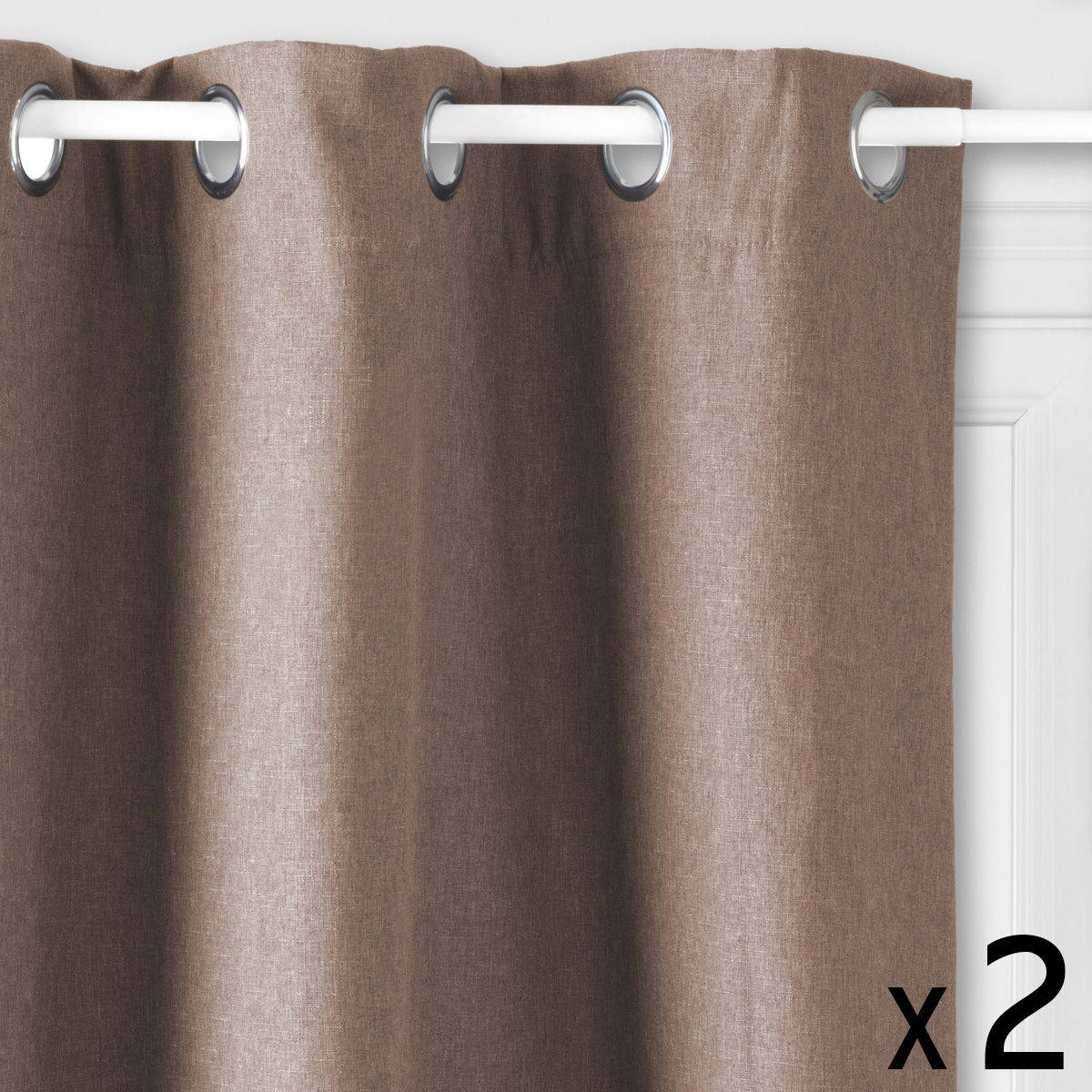Atmosphera - Lot de 2 Rideaux à  œillets Isolant Beige Lin 140 x 260 cm - Imagen 1