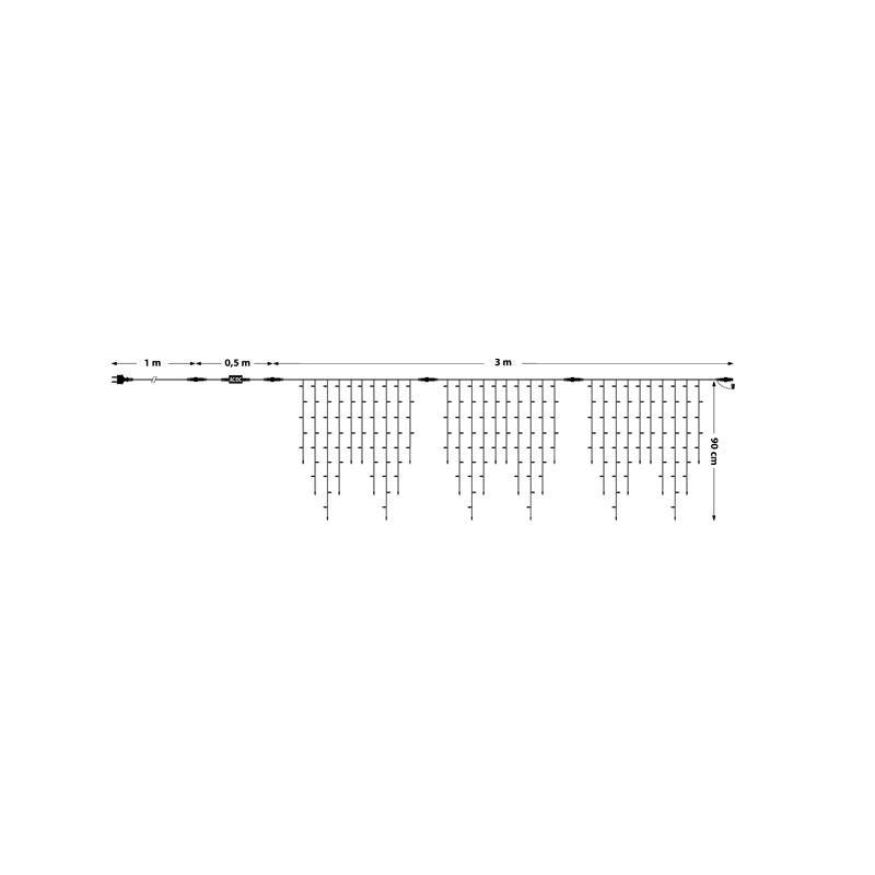 Lotti - Guirlande stalactite 3 mètres hauteur 90CM 228 LED blanc chaud prolongeable Lotti - Imagen 2