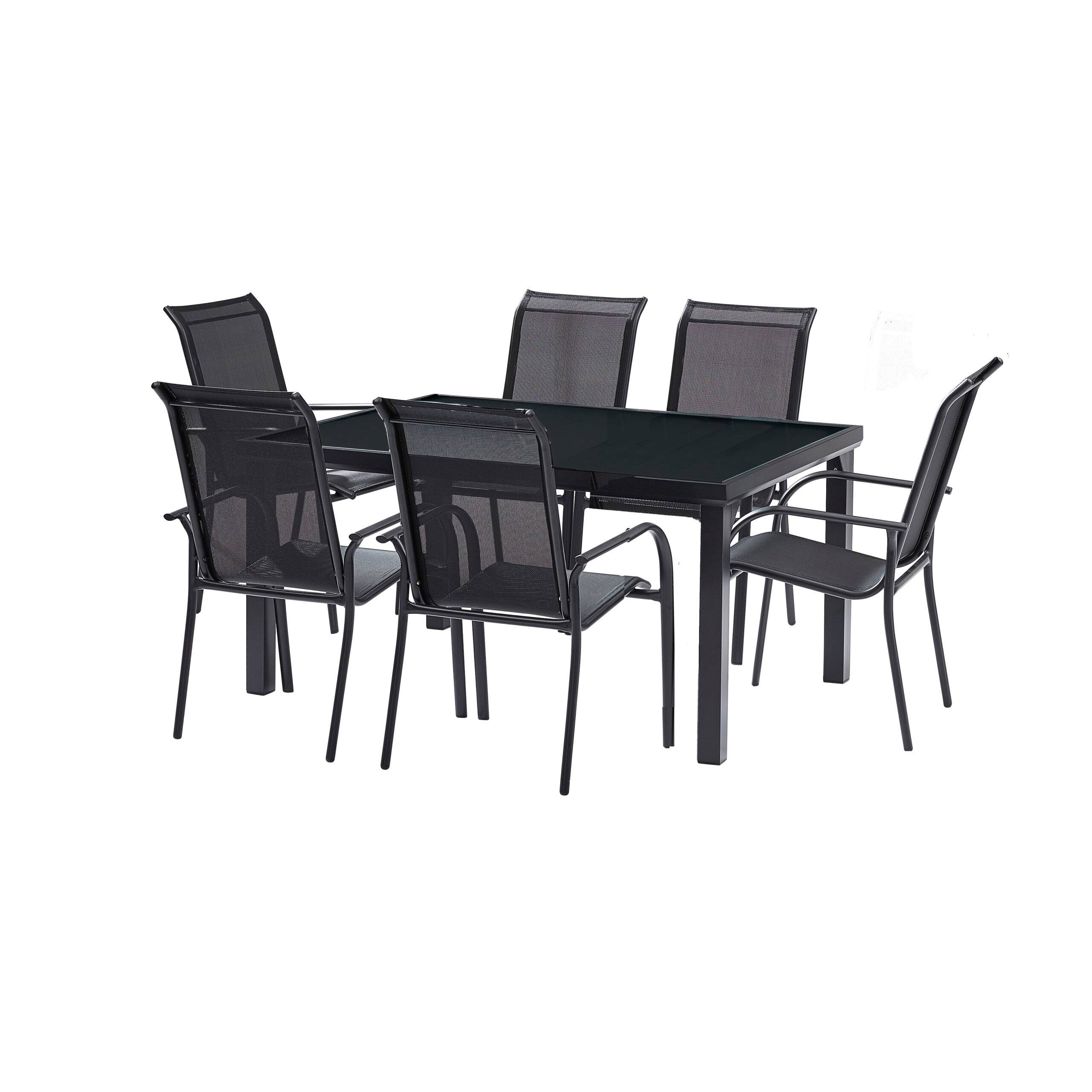Wilsa Garden - Ensemble de jardin en aluminium et verre 6 P BLACK EDITION avec 6 fauteuils - Imagen 2