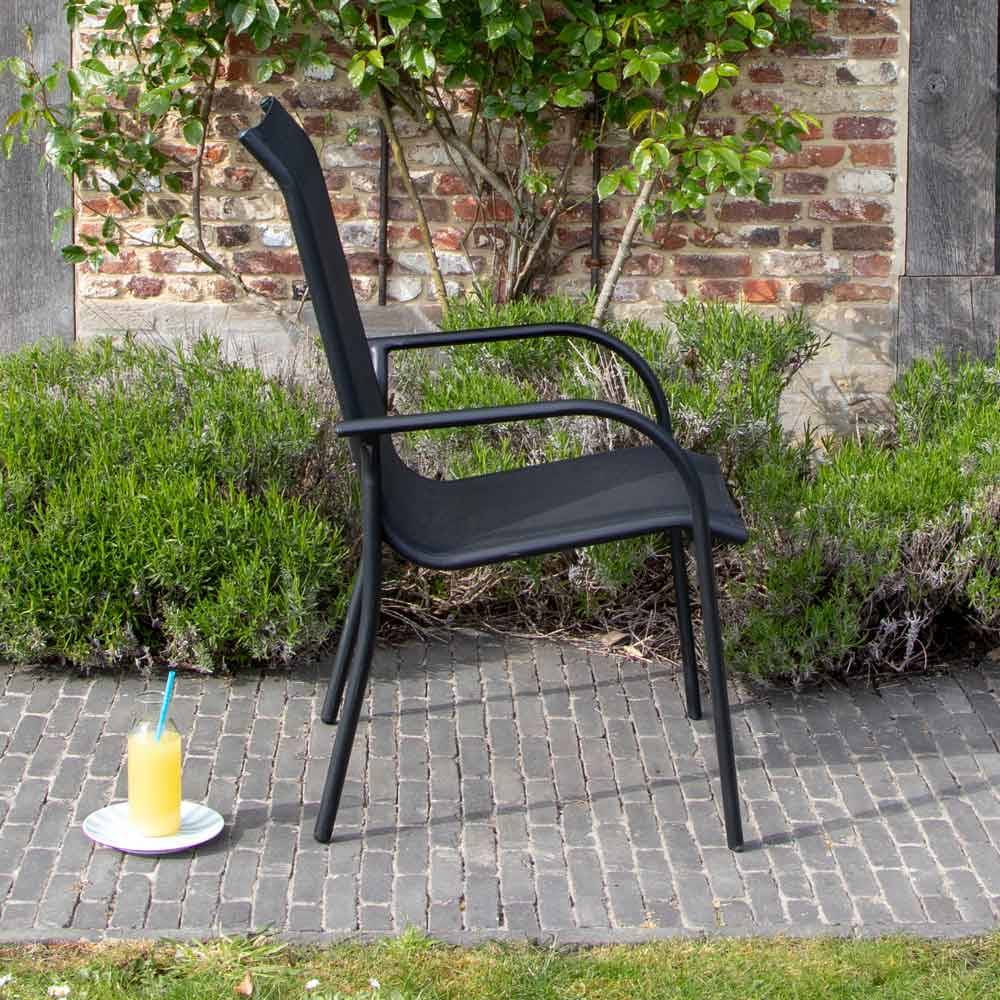 Wilsa Garden - Ensemble de jardin en aluminium et verre 6 P BLACK EDITION avec 6 fauteuils - Imagen 6