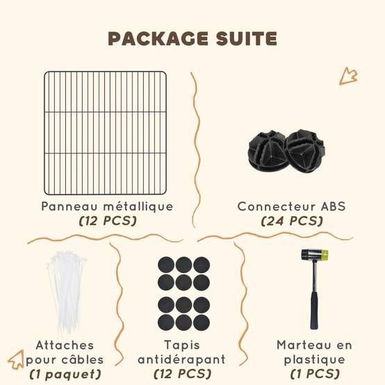 Enclos modulable fil acier pour petits rongeurs bords arrondis 140x35cm noir - ComfortXL Outdoor Living - Image 9