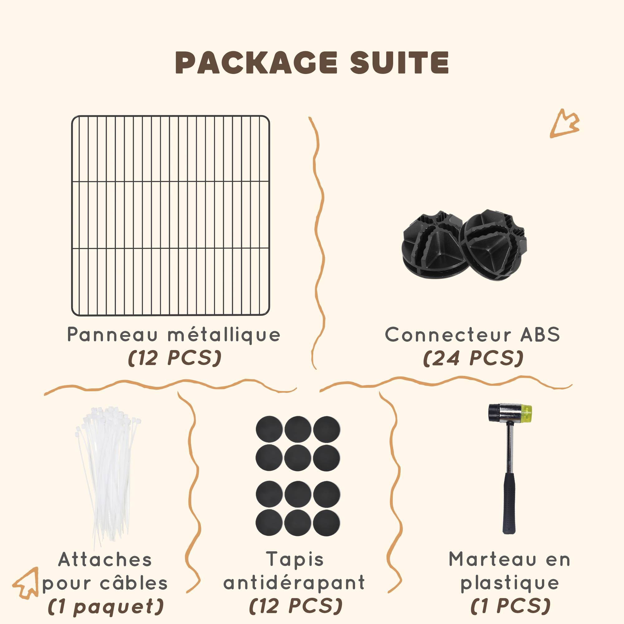 Enclos modulable fil acier pour petits rongeurs bords arrondis 140x35cm noir - ComfortXL Outdoor Living - Image 9