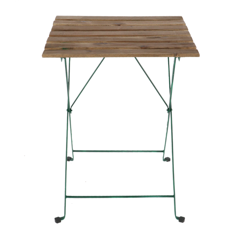 Table de jardin carré pliante en métal et bois - Beige/Vert - L 60 x P 60 x H 71,5 cm - Image 6