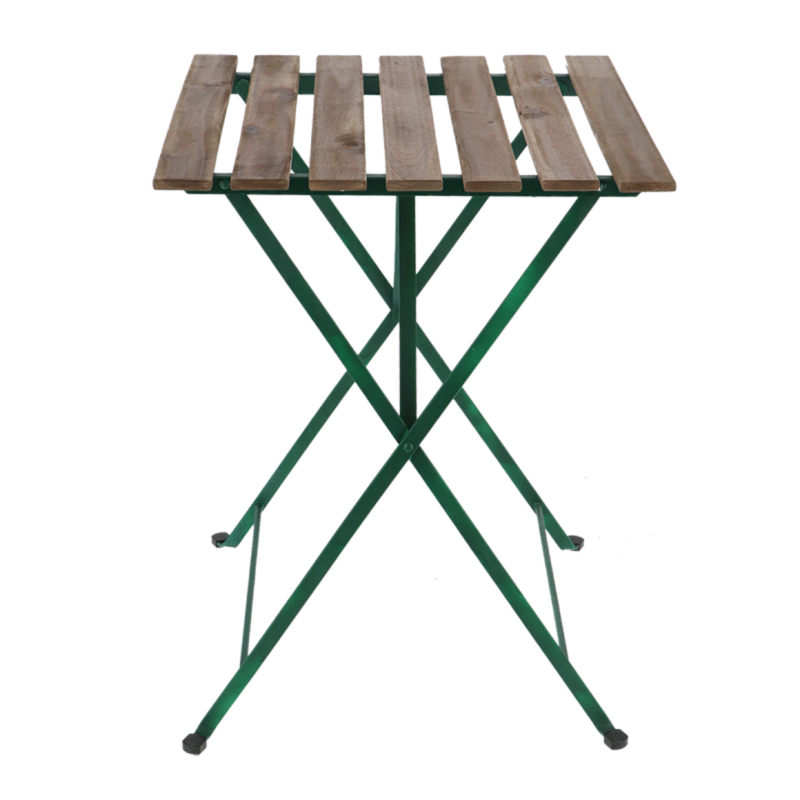 Table de jardin carré pliante en métal et bois - Beige/Vert - L 60 x P 60 x H 71,5 cm - Image 8