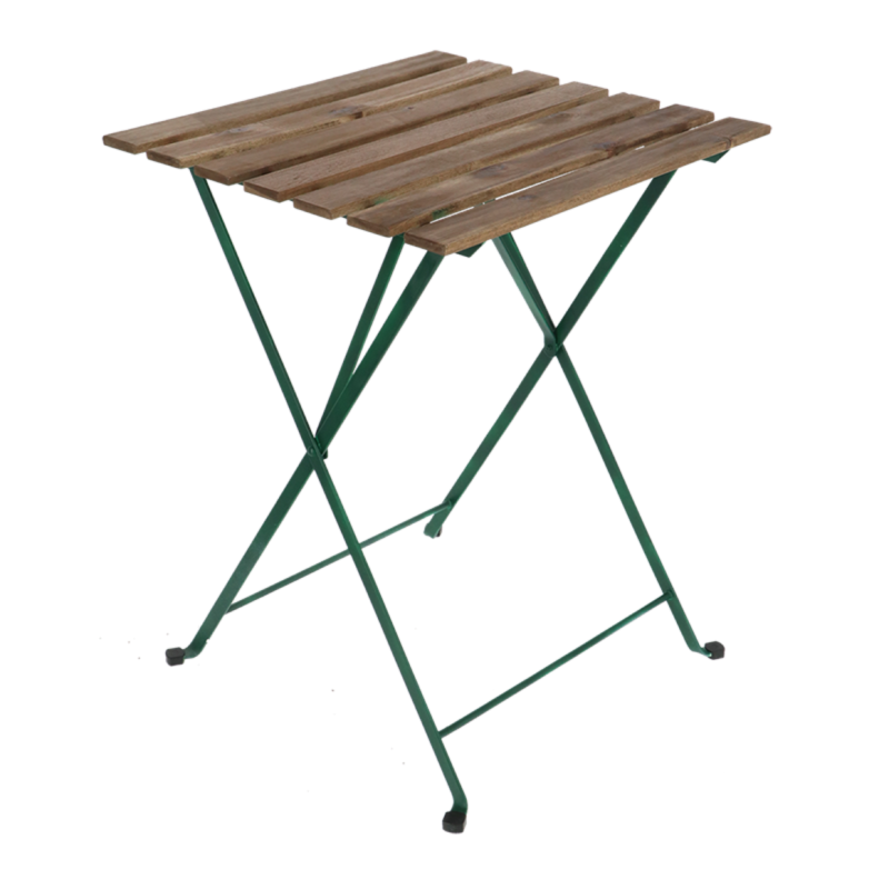 Table de jardin carré pliante en métal et bois - Beige/Vert - L 60 x P 60 x H 71,5 cm - Image 5