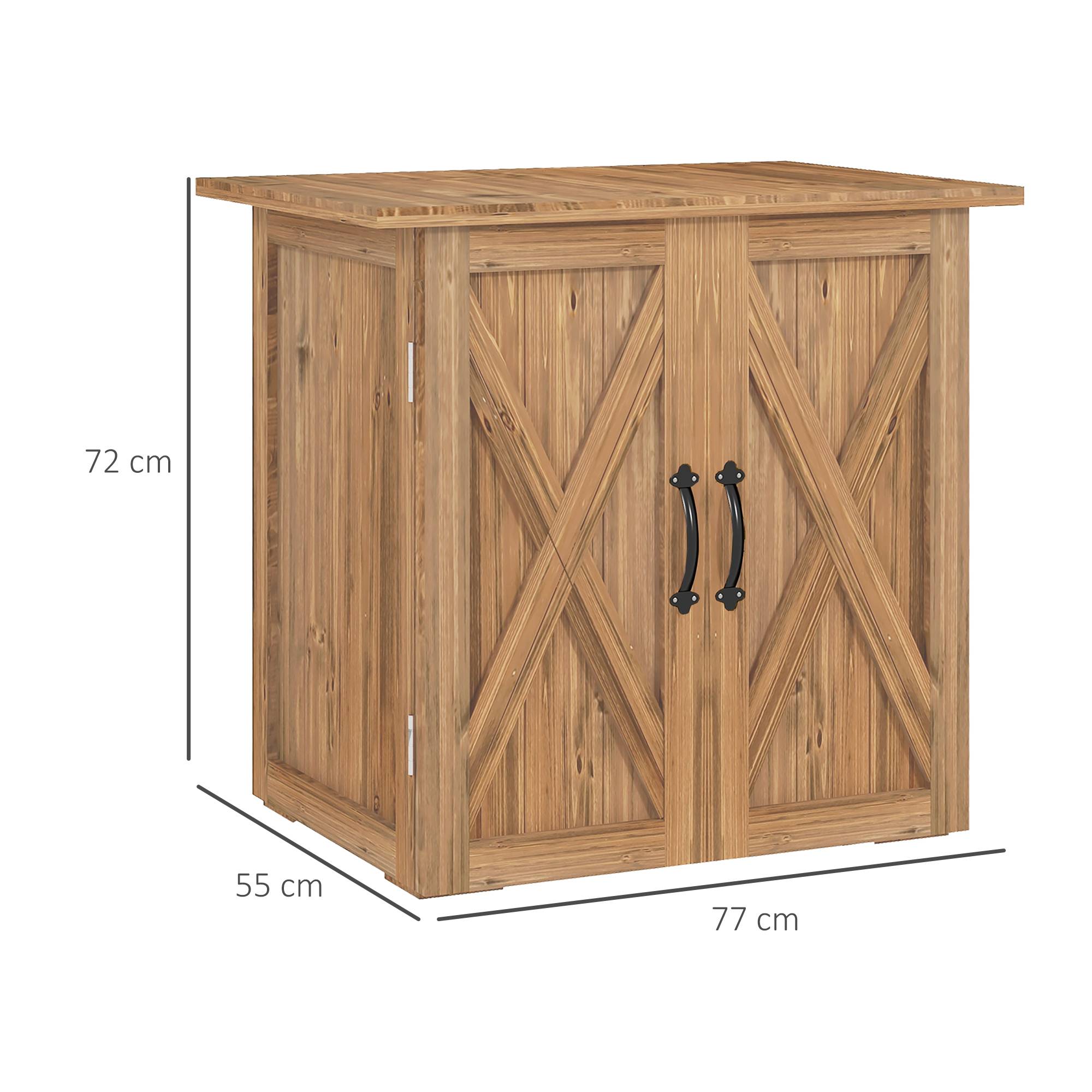 ComfortXL - Armoire de jardin en bois de sapin 77 x 55 x 72 cm marron double porte rangement outils pour extérieur - Image 3