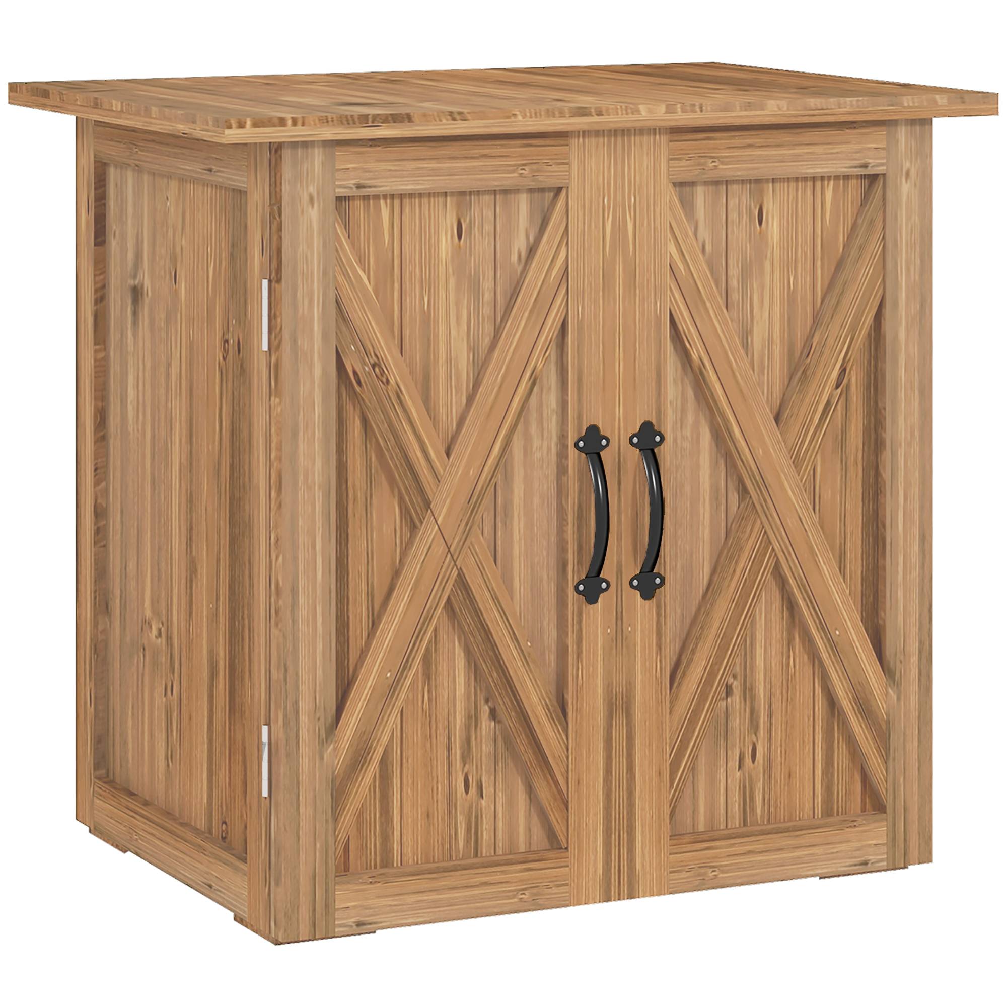 ComfortXL - Armoire de jardin en bois de sapin 77 x 55 x 72 cm marron double porte rangement outils pour extérieur - Image 10