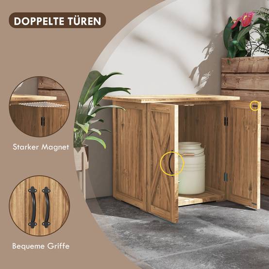 ComfortXL - Armoire de jardin en bois de sapin 77 x 55 x 72 cm marron double porte rangement outils pour extérieur - Image 5