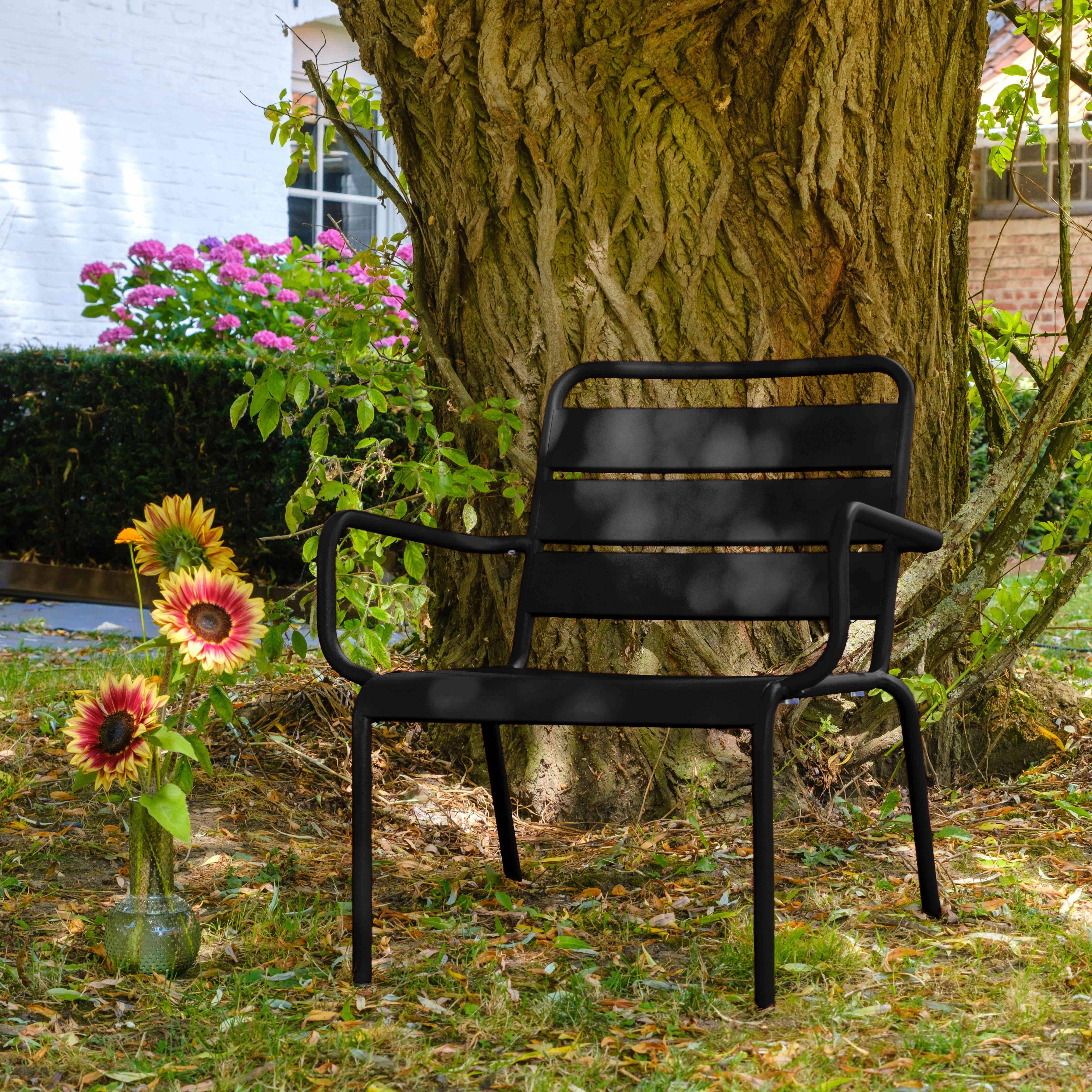 Oviala - Fauteuil de jardin bas relax acier noir Palavas - Oviala - Image 2