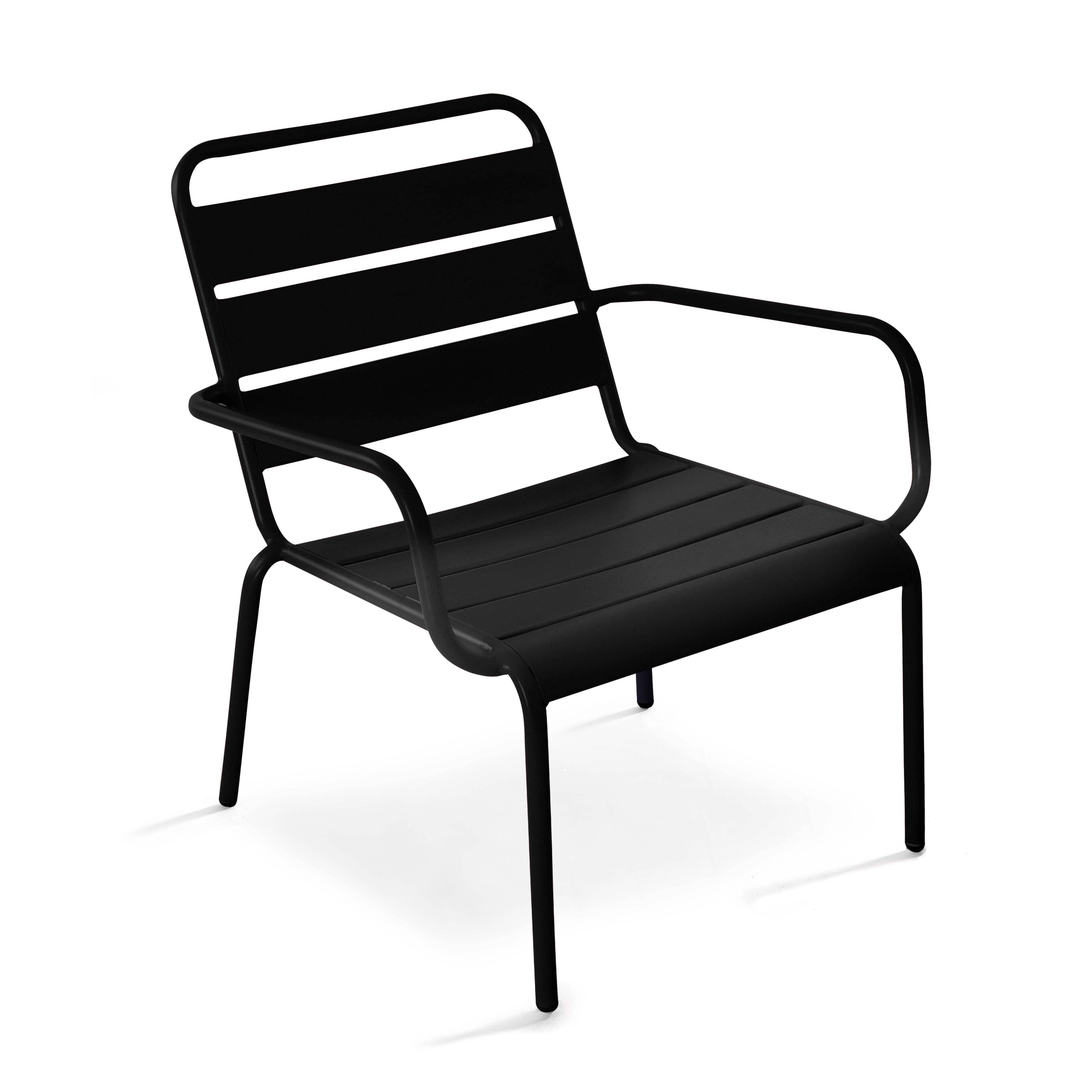 Oviala - Fauteuil de jardin bas relax acier noir Palavas - Oviala - Image 1