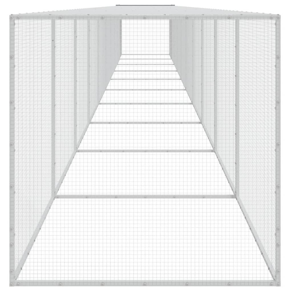 Poulailler XXL 10 m acier galvanisé avec parc grillagé et toit Gris – ComfortXL Outdoor Living - Image 4