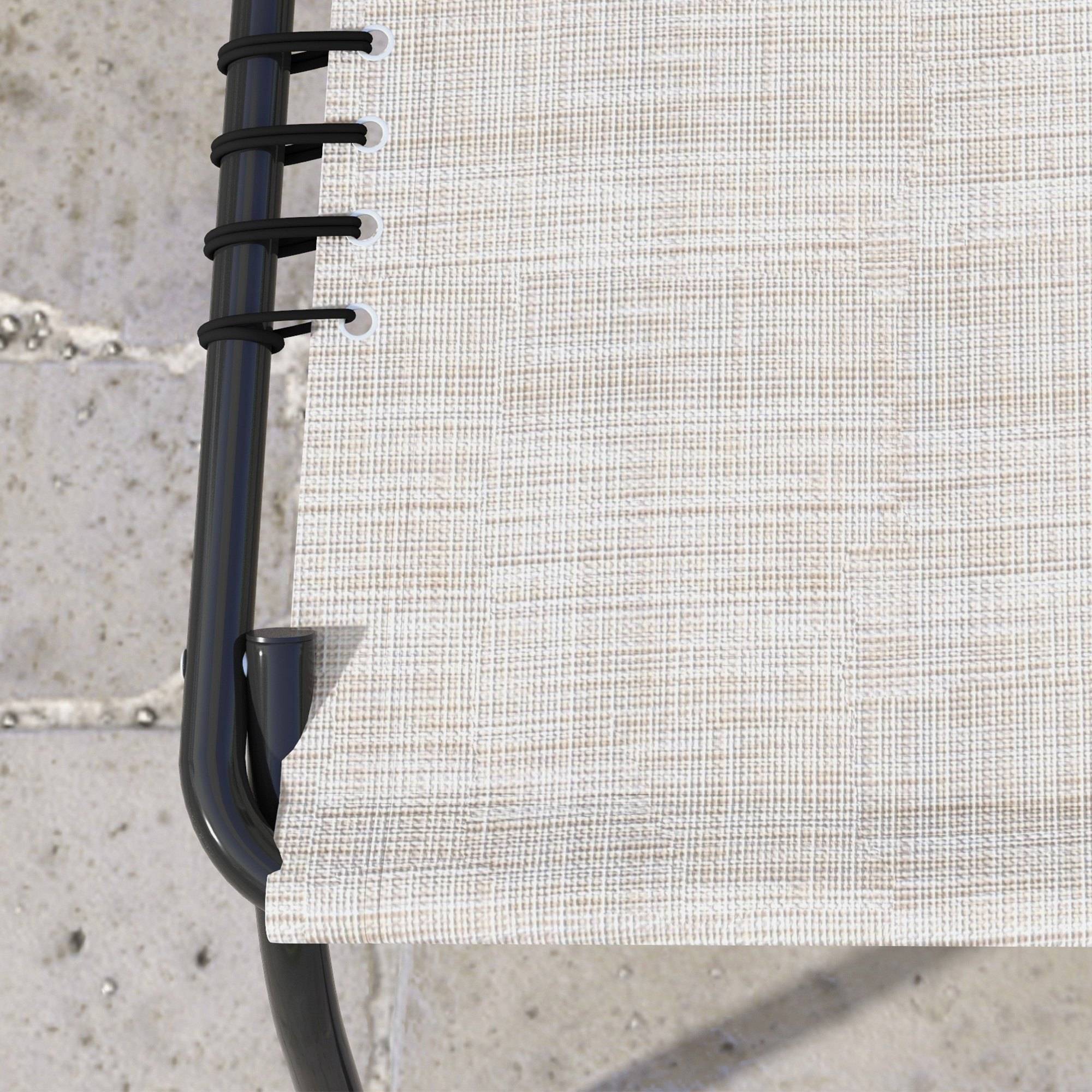Outsunny - Bain de soleil transat pliable dossier inclinable multi-positions acier thermoplastique lacets élastiques noir textilène crème - Outsunny - Imagen 9