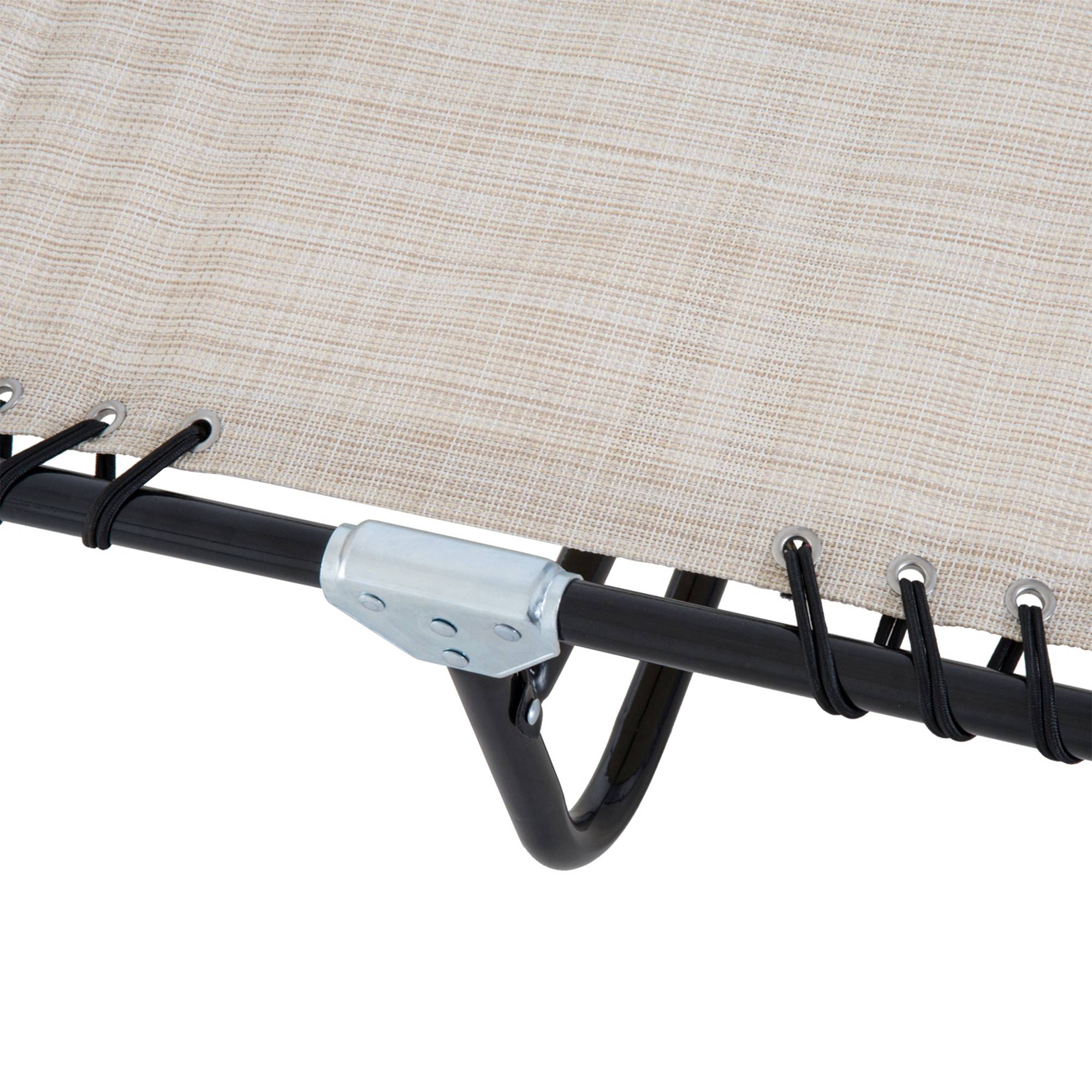 Outsunny - Bain de soleil transat pliable dossier inclinable multi-positions acier thermoplastique lacets élastiques noir textilène crème - Outsunny - Imagen 5