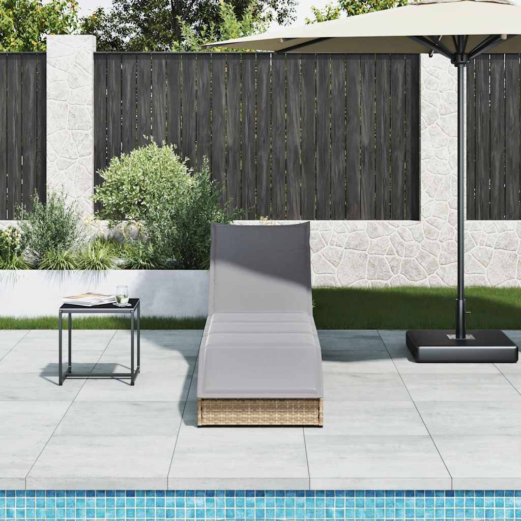 Maison Chic - Bain de soleil - Transat pliante coussin et rangement beige résine tressée HL129 - Image 3