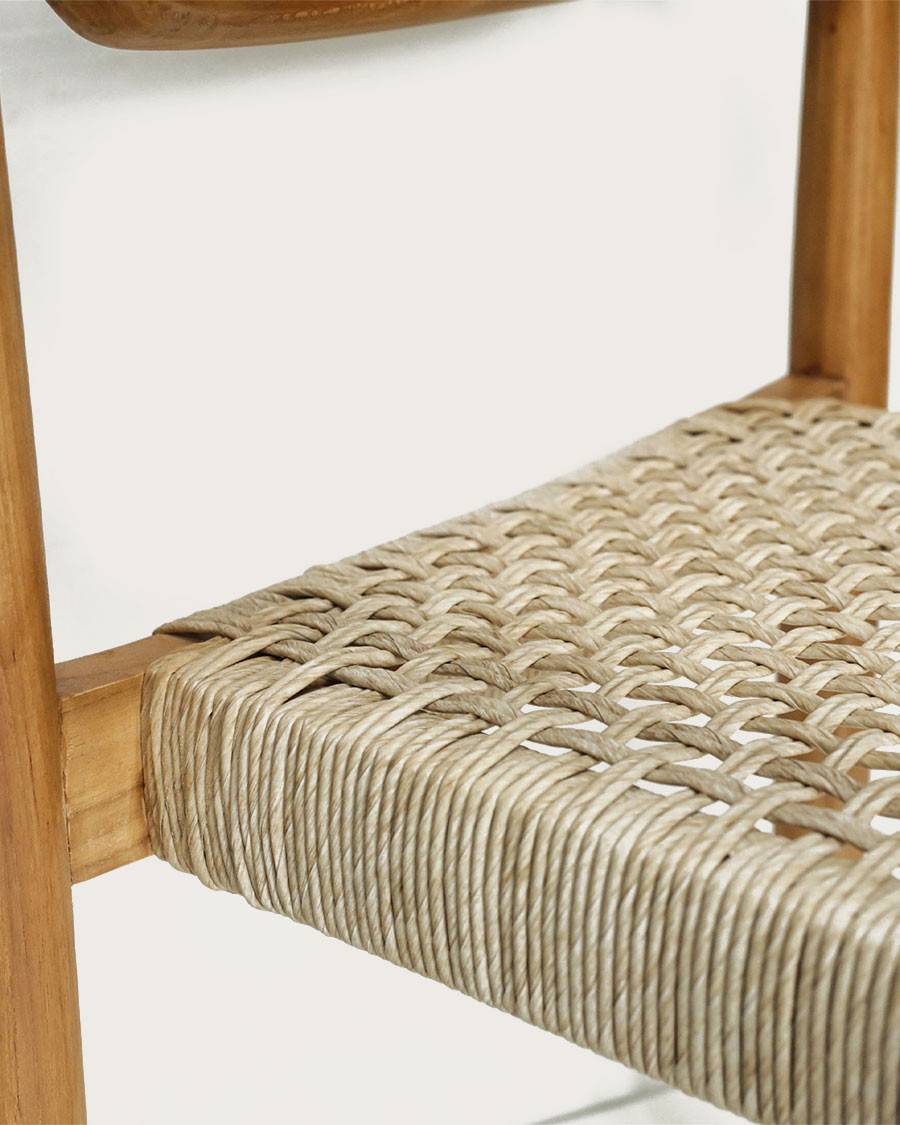 Kimo - Lot de 2 chaises Kimo en teck massif et corde beige- marron - UNIQKA - Imagen 8