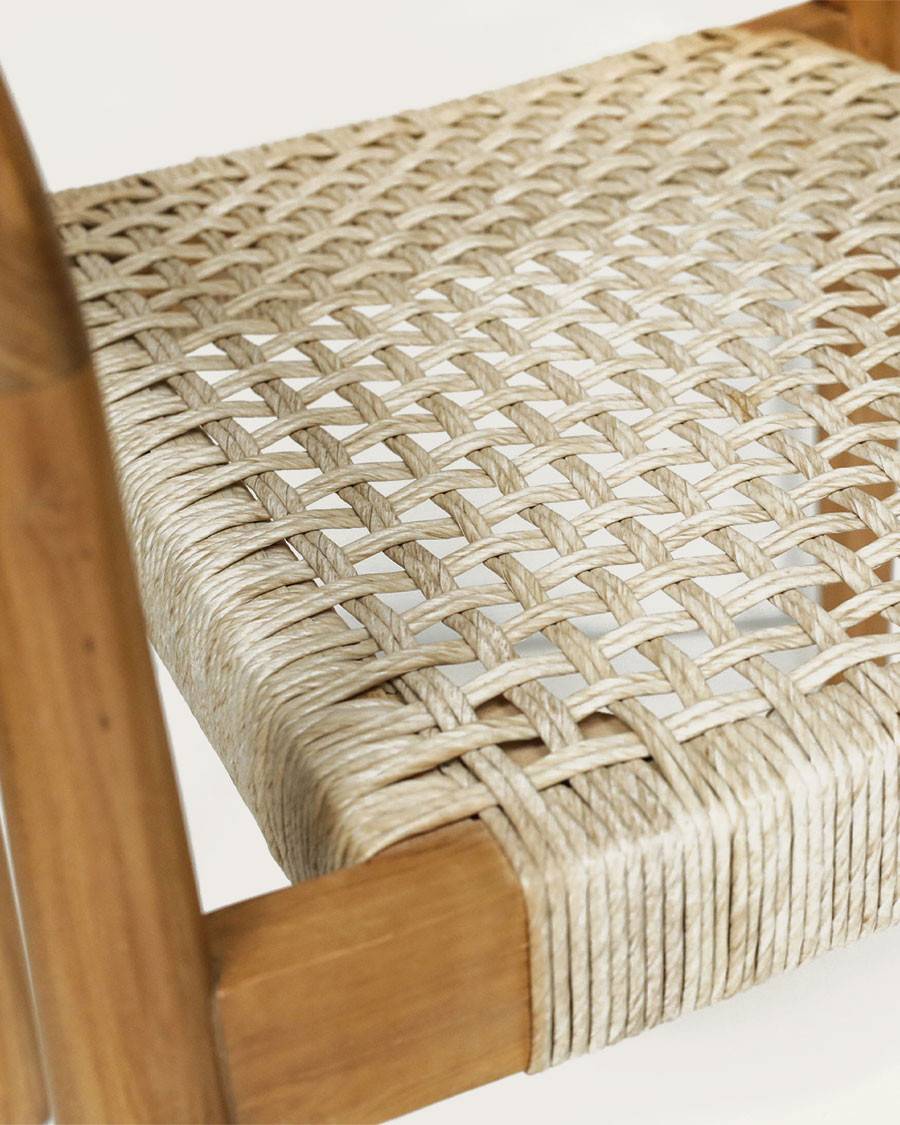 Kimo - Lot de 2 chaises Kimo en teck massif et corde beige- marron - UNIQKA - Imagen 7