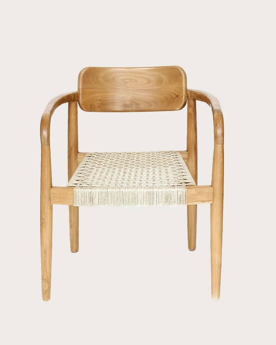 Kimo - Lot de 2 chaises Kimo en teck massif et corde beige- marron - UNIQKA - Imagen 5