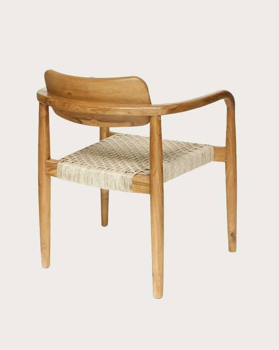 Kimo - Lot de 2 chaises Kimo en teck massif et corde beige- marron - UNIQKA - Imagen 4