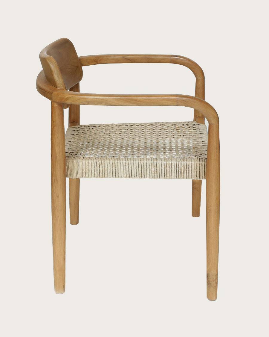 Kimo - Lot de 2 chaises Kimo en teck massif et corde beige- marron - UNIQKA - Imagen 6
