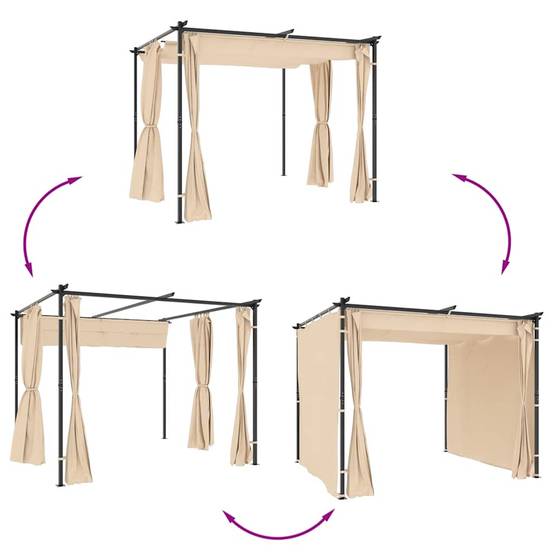 Gazebo de Jardin Acier avec 3 Rideaux Inclus Toile Anti-UV Imperméable Crème 3x3 m – ComfortXL Outdoor Living - Image 7