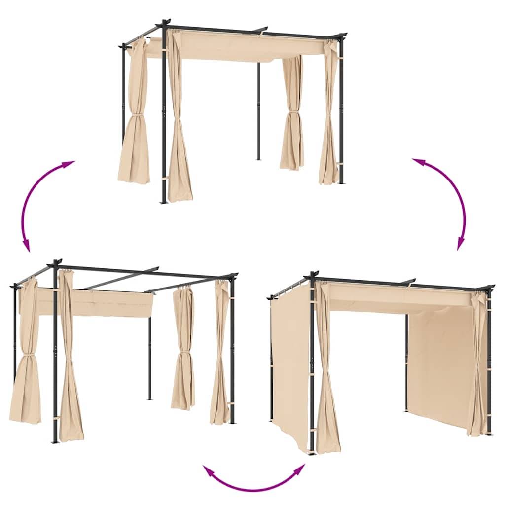 Gazebo de Jardin Acier avec 3 Rideaux Inclus Toile Anti-UV Imperméable Crème 3x3 m – ComfortXL Outdoor Living - Image 7