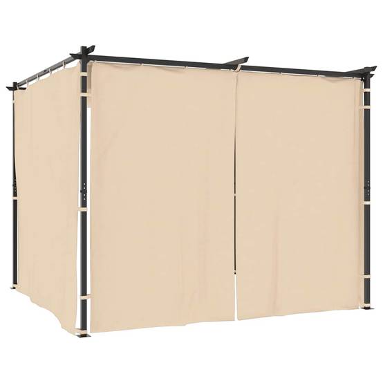 Gazebo de Jardin Acier avec 3 Rideaux Inclus Toile Anti-UV Imperméable Crème 3x3 m – ComfortXL Outdoor Living - Image 2