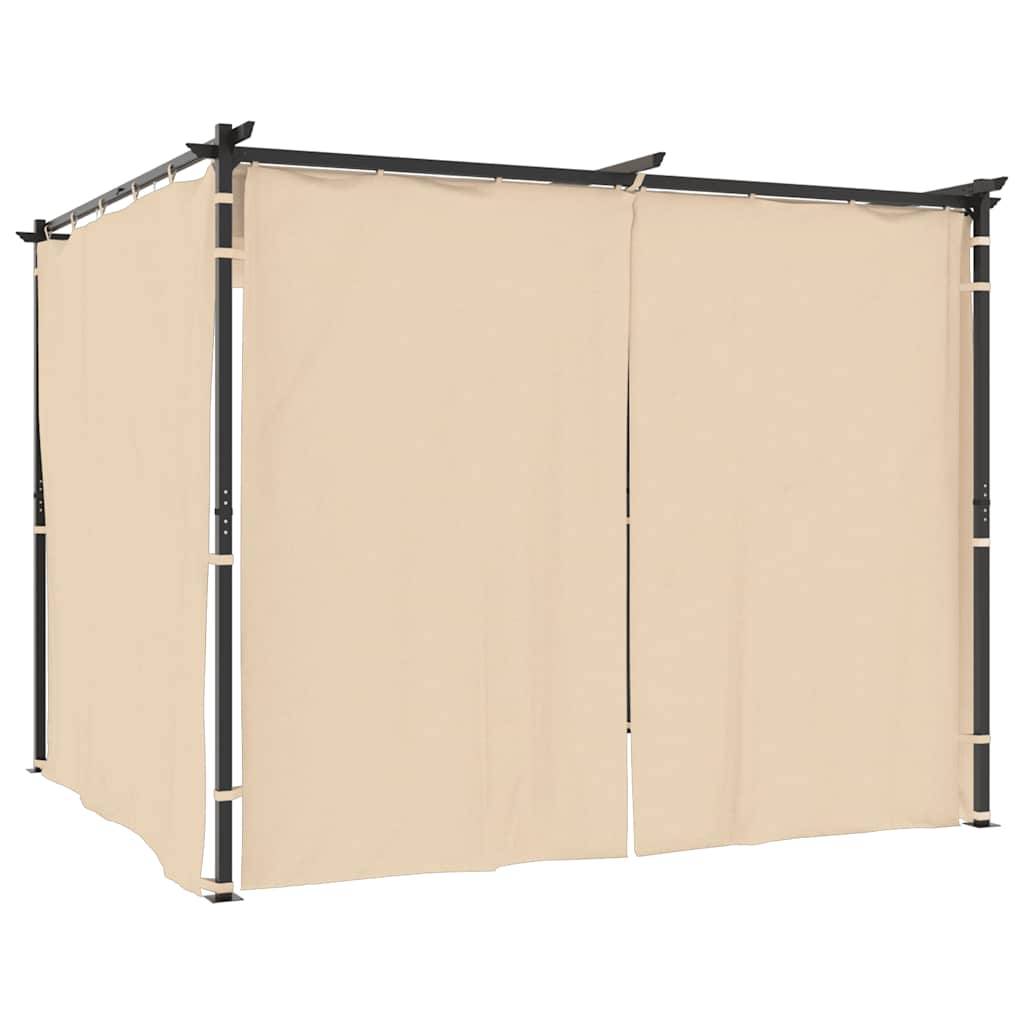 Gazebo de Jardin Acier avec 3 Rideaux Inclus Toile Anti-UV Imperméable Crème 3x3 m – ComfortXL Outdoor Living - Image 2