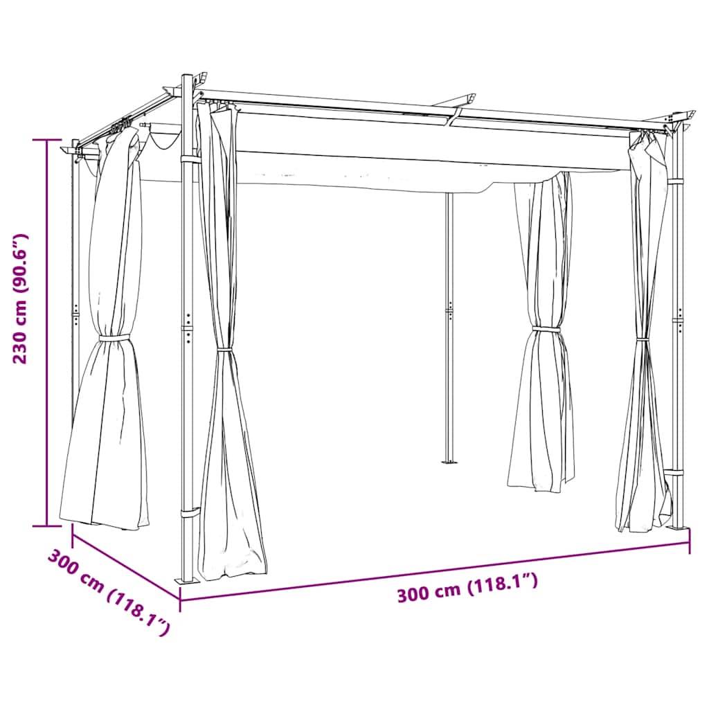 Gazebo de Jardin Acier avec 3 Rideaux Inclus Toile Anti-UV Imperméable Crème 3x3 m – ComfortXL Outdoor Living - Image 8