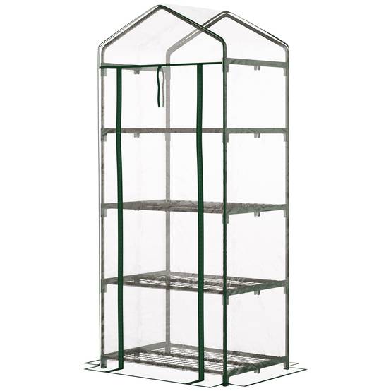 Sans Marque - Serre aluminium transparent mini-serre châssis froid 4 étagères 70x50x160 cm - Image 2